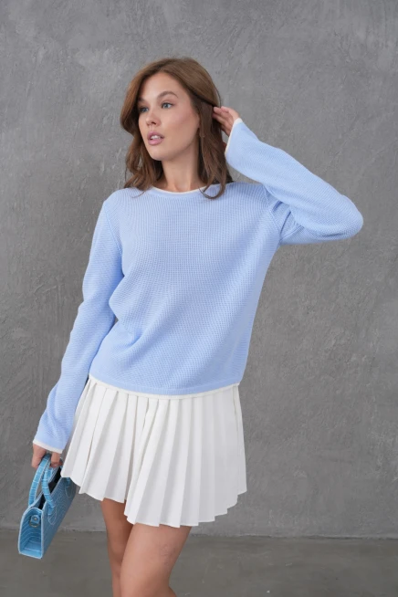 Kadın Bisiklet Yaka Garni Detay Triko Kazak