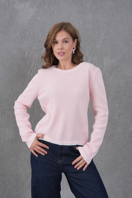 Kadın Bisiklet Yaka Garni Detay Triko Kazak