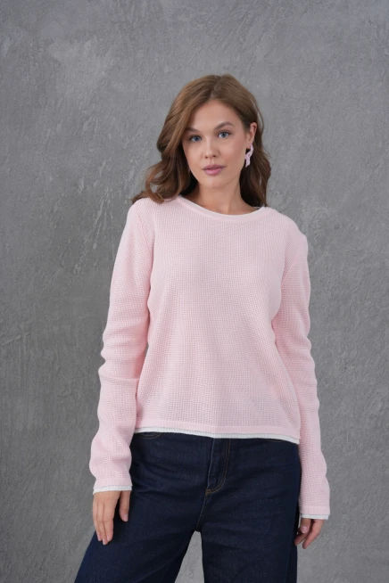 Kadın Bisiklet Yaka Garni Detay Triko Kazak