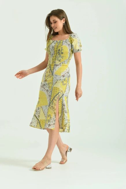 Yırmaçlı Desenli Yazlık Elbise