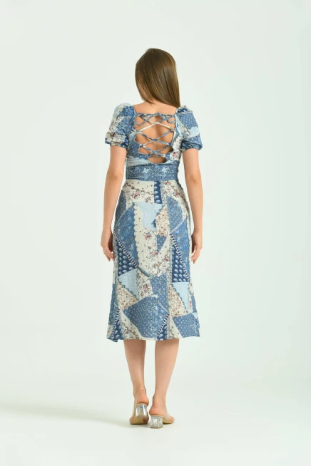 Yırmaçlı Desenli Yazlık Elbise