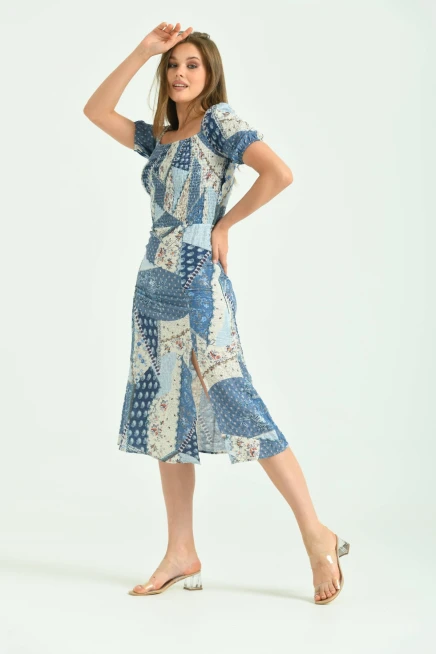 Yırmaçlı Desenli Yazlık Elbise