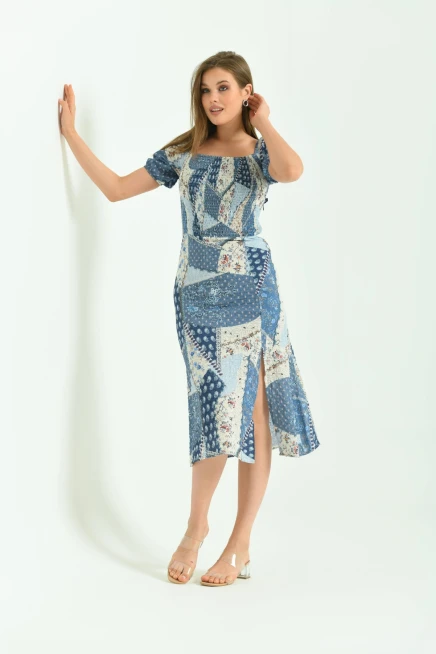 Yırmaçlı Desenli Yazlık Elbise