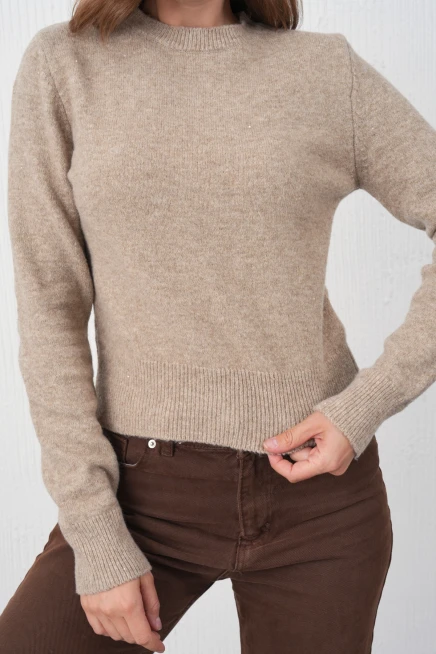 Kadın Vizon Bisiklet Yaka Simli Yumuşak Dokulu Triko Kazak