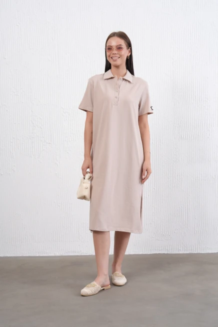 Yırtmaçlı Penye Elbise