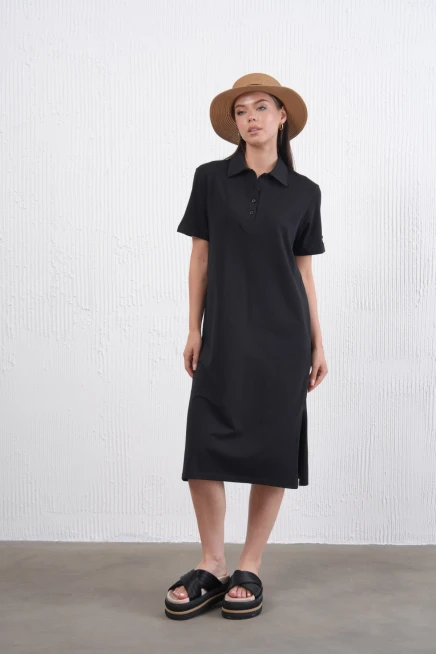 Yırtmaçlı Penye Elbise