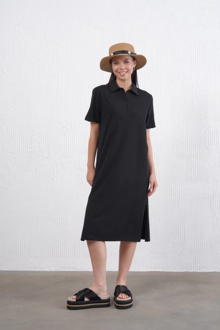 Yırtmaçlı Penye Elbise