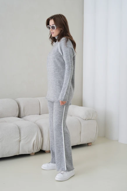 Kadın Balıkçı Yaka Kazak Pantolon İkili Triko Takım