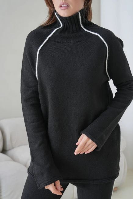 Kadın Balıkçı Yaka Kazak Pantolon İkili Triko Takım