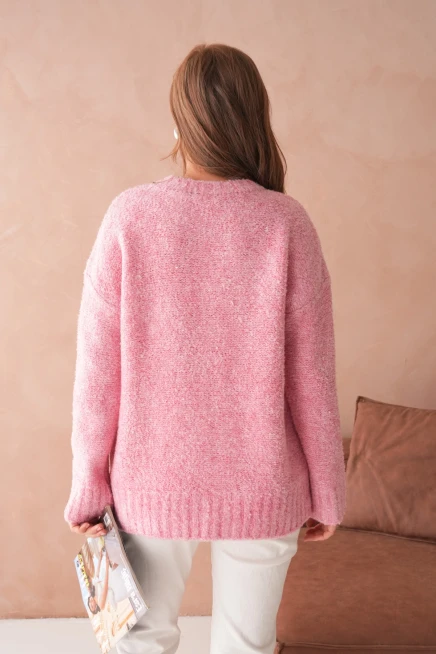 Kadın Bisiklet Bürümcük Yaka Yumuşak Dokulu Oversize Triko Kazak