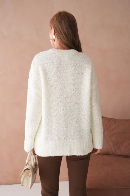 Kadın Bisiklet Bürümcük Yaka Yumuşak Dokulu Oversize Triko Kazak