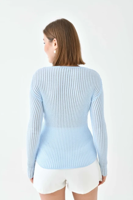 Kadın Bisiklet Yaka Slim Fit Kaşkorse Triko Kazak