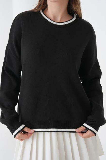 Kadın Bisiklet Yaka Yumuşak Dokulu Oversize Triko Kazak