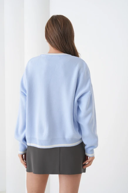 Kadın Bisiklet Yaka Yumuşak Dokulu Oversize Triko Kazak