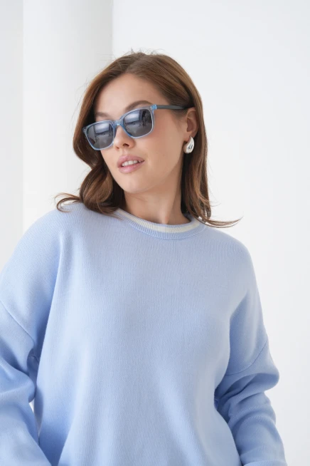 Kadın Bisiklet Yaka Yumuşak Dokulu Oversize Triko Kazak