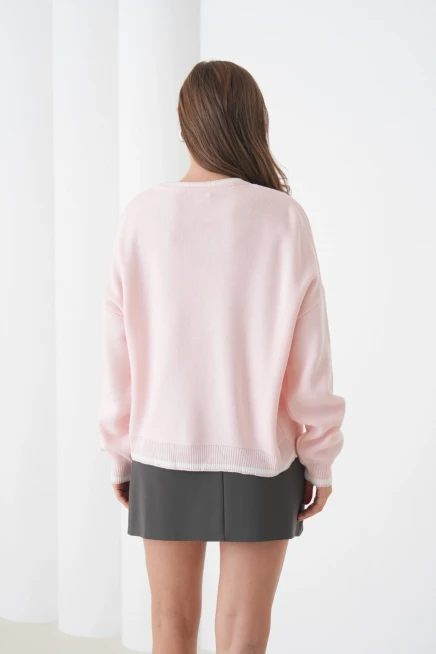 Kadın Bisiklet Yaka Yumuşak Dokulu Oversize Triko Kazak