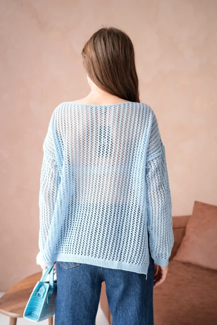 Kadın Kayık Yaka Örgü Detay Yırtmaçlı Triko Kazak