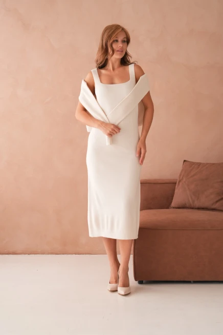 Kadın Bisiklet Yaka Düğme Detay Dokulu Ceket Elbise İkili Triko Takım