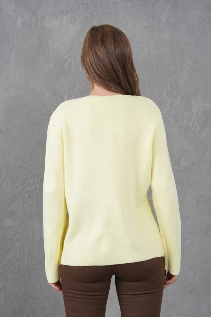 Kadın Bisiklet Yaka Düğme Detay Yumuşak Dokulu Triko Ceket 12315