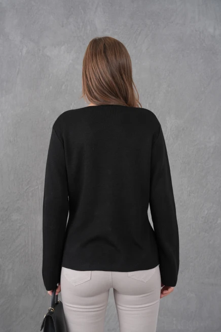 Kadın Bisiklet Yaka Düğme Detay Yumuşak Dokulu Triko Ceket 12315