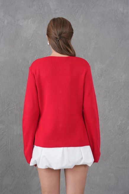 Kadın Bisiklet Yaka Düğme Detay Yumuşak Dokulu Triko Ceket 12315