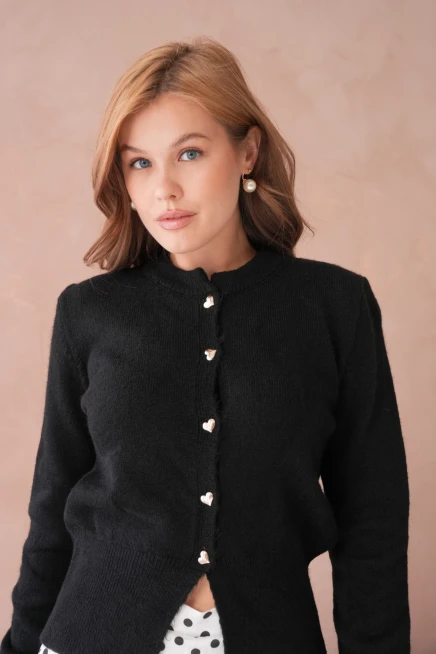 Kadın Bisiklet Yaka Düğme Detaylı Triko Hırka