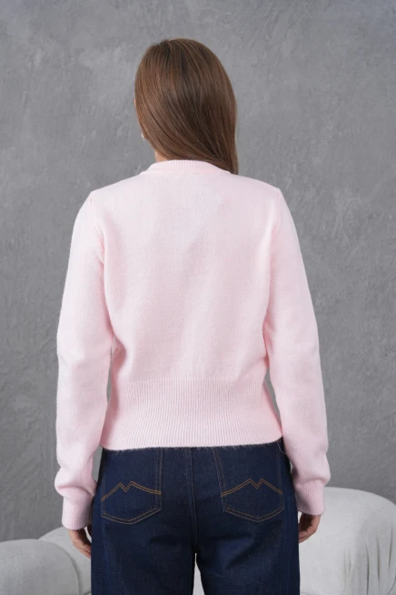 Kadın Bisiklet Yaka Düğme Detaylı Triko Hırka