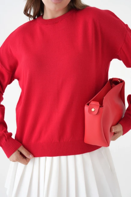 Kadın Bisiklet Yaka Oversize Triko Kazak