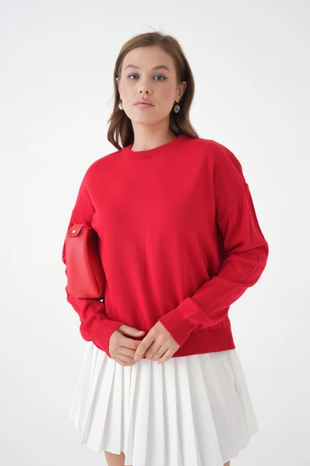 Kadın Bisiklet Yaka Oversize Triko Kazak