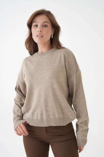 Kadın Bisiklet Yaka Oversize Triko Kazak