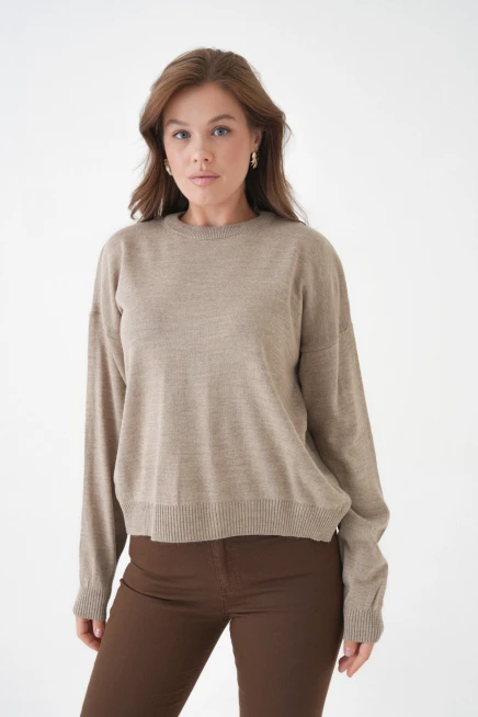 Kadın Bisiklet Yaka Oversize Triko Kazak