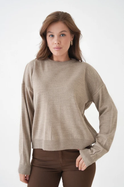 Kadın Bisiklet Yaka Oversize Triko Kazak