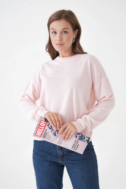 Kadın Bisiklet Yaka Oversize Triko Kazak