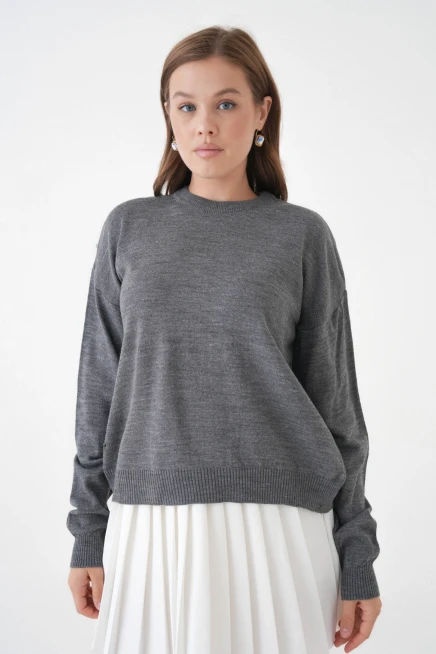 Kadın Bisiklet Yaka Oversize Triko Kazak