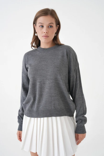 Kadın Bisiklet Yaka Oversize Triko Kazak