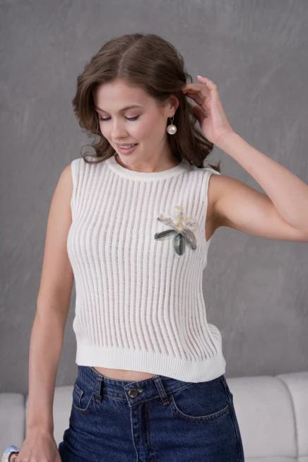 Kadın Bisiklet Yaka Yumuşak Dokulu Ajurlu Triko Sweater 10703