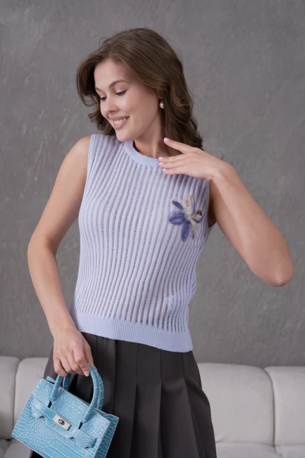 Kadın Bisiklet Yaka Yumuşak Dokulu Ajurlu Triko Sweater 10703