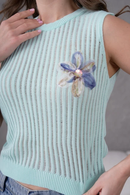 Kadın Bisiklet Yaka Yumuşak Dokulu Ajurlu Triko Sweater 10703