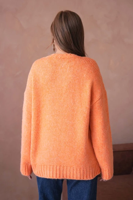 Kadın Bisiklet Yaka Yumuşak Dokulu Oversize Triko Kazak 3032