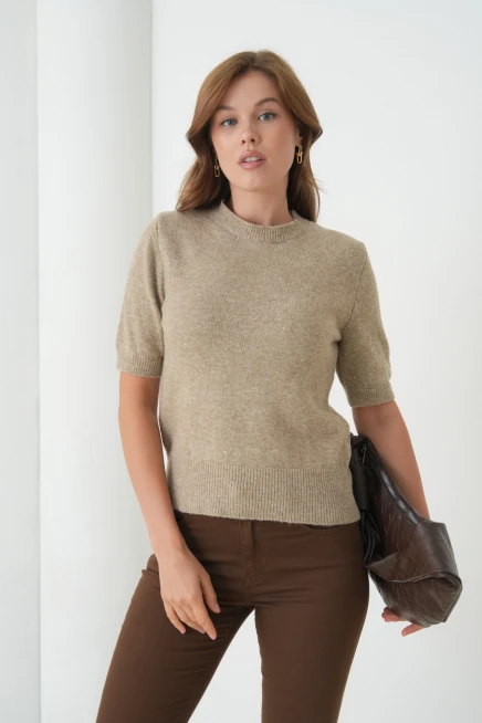 Kadın Bisiklet Yaka Yün Karışımlı Triko Kazak 8563Sw.Mng