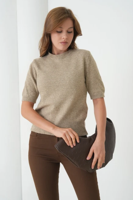Kadın Bisiklet Yaka Yün Karışımlı Triko Kazak 8563Sw.Mng