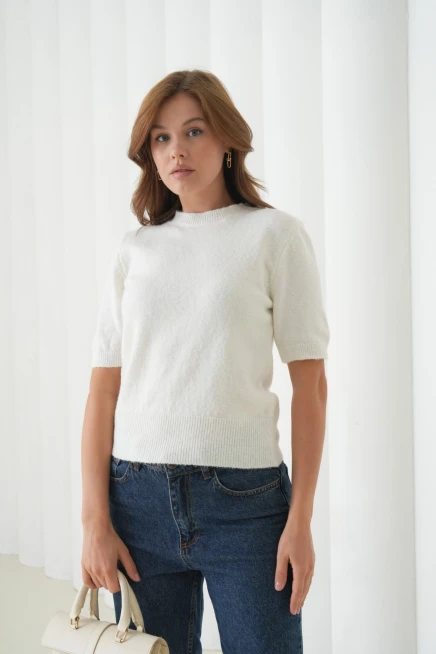 Kadın Bisiklet Yaka Yün Karışımlı Triko Kazak 8563Sw.Mng