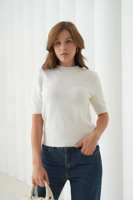 Kadın Bisiklet Yaka Yün Karışımlı Triko Kazak 8563Sw.Mng