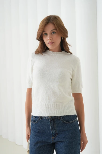 Kadın Bisiklet Yaka Yün Karışımlı Triko Kazak 8563Sw.Mng