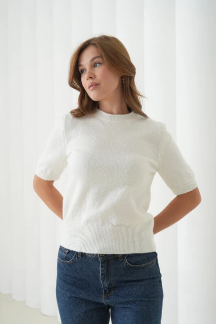 Kadın Bisiklet Yaka Yün Karışımlı Triko Kazak 8563Sw.Mng