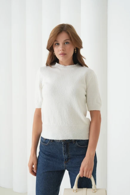 Kadın Bisiklet Yaka Yün Karışımlı Triko Kazak 8563Sw.Mng