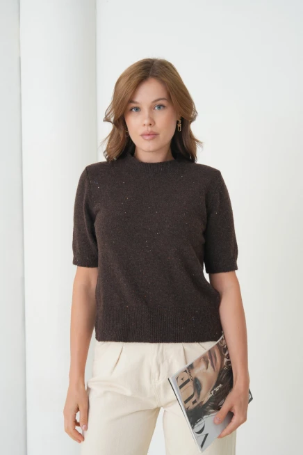 Kadın Bisiklet Yaka Yün Karışımlı Triko Kazak 8563Sw.Mng