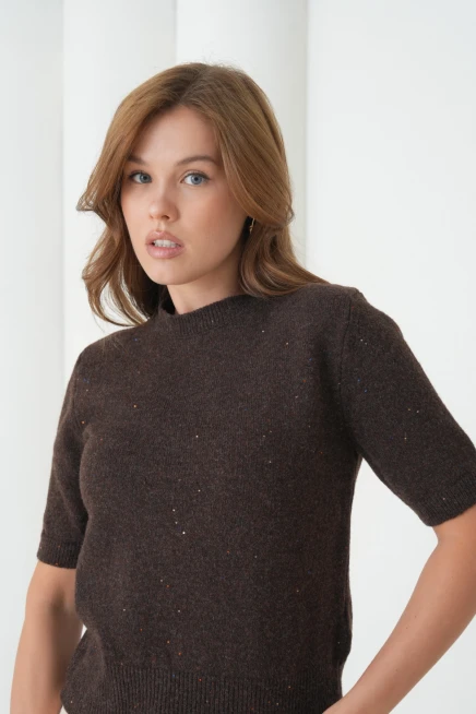 Kadın Bisiklet Yaka Yün Karışımlı Triko Kazak 8563Sw.Mng