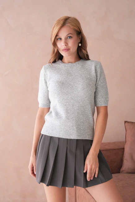 Kadın Bisiklet Yaka Yün Karışımlı Triko Kazak 8563Sw.Mng