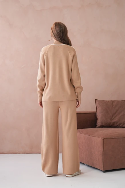 Kadın Dik Yaka Kazak Pantolon İkili Triko Takım